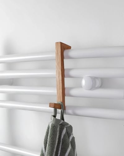Craman One Oak Hook for Radiator - Wooden Towel Hook Magnet - No Drilling - Clip-On Towel Rail Hooks for Bathroom Radiator - Fits All Standard Radiators (Mini with Magnet)