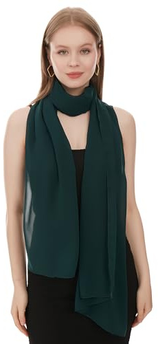 Chiffon Schal Damen Dunkelgrün - Seidenweich und Federleicht - Eleganter Halstuch Schal - Polyester Tuch Halstuch Damen Frühling Sommer - Pflegeleichtes Schaltuch - Damenschal Leicht (Dunkelgrün)