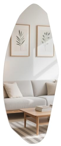 SEHAUSEU Spiegel Asymmetrischer Groß Wandspiegel Ohne Rahmen Designerspiegel 100 * 40cm Unregelmäßiger Badezimmerspiegel Badspiegel Dekospiegel für Bad Flur Wohnzimmer