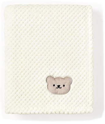 CREVENT 75x100 cm Süße kuschelige Babydecke für Mädchen, Säuglinge, Kleinkinder - Kinderbett, Bettwagen - Geschenk zur Geburt, Baby Shower - Rosa mit Bären-Muster