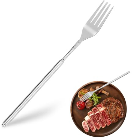 UYVPAER Forchetta Telescopica, 2 Pz 22-65 Cm In Acciaio Inox Lunga Telescopio Forcella Allungabile Forchetta Da Barbecue Manico Lungo Forchetta Per Posate Forchetta Da Dessert