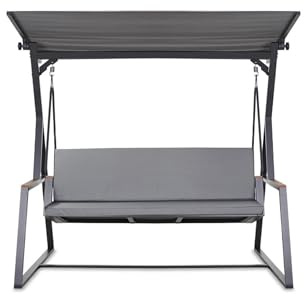 Setgarden Hollywoodschaukel Auflage, 7 cm dick, Sitz- und Rückenpolster, Abnehmbarer Bezug, Wendbar, Garten Polster Set (Hellgrau, 160x50x50cm)