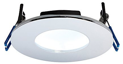 Betta Lighting 9W Chrome Die Cast Aluminium Fire Rated Bathroom Shower IP65 Dimmable Anti Glare Recessed Cool White 5000K Slim Profile Ceiling Downlight