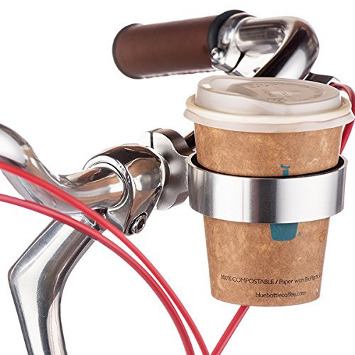 Bicycle Handlebar Coffee Cup Holder Aluminum Cup Bottle Handlebar Holder Cruiser Bike Mountain Road Bicycle Bike Water Bottle Coffee Cup Holder (Silver)