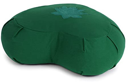 Yoga Studio Unisex-Meditationskissen, YS/ZAF/CRES/Turq/Lot, Halbmond Zafu Buchweizen-Lötus-Blatt, Jadegrün, Größe: 420 mm (breit) x 310 mm (tief) x 160 mm (Höhe)