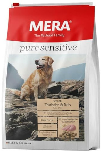 MERA pure sensitive Senior Truthahn und Reis Hundefutter – Trockenfutter für die tägliche Ernährung älterer, nahrungssensibler Hunde