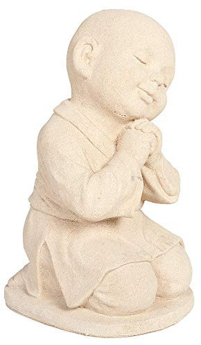 LEBENSwohnART Buddha Figur Dream ca.H42cm Zement Antik-Beige Dekoration Skulptur Dekofigur