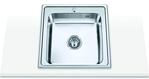Edesa | Fregadero Sobre Encimera | Modelo VELETA SE 50 1C | Fregadero de Encastre | 1 Cubeta Cuadrada | Fregadero de Cocina con Orificio para Grifo | Ancho de 50 cm | Acabado en Acero Inoxidable