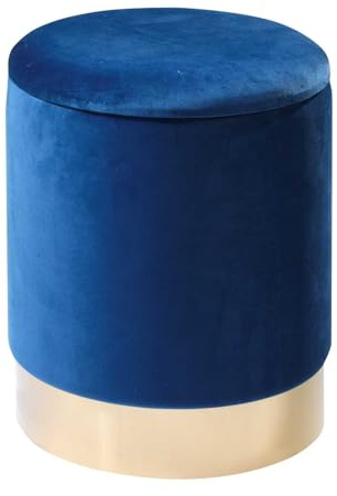 Home4You Sitzhocker Fußhocker | Samt | Blau | ca. 36 x 44 cm