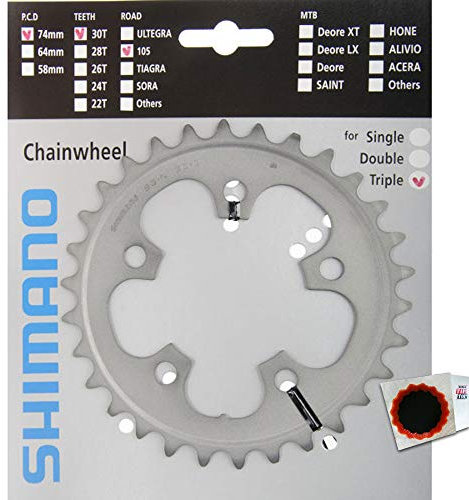 SHIMANO Kettenblätter 105 FC-5703 30 Zähne 74mm Aluminium Silber Fahrrad