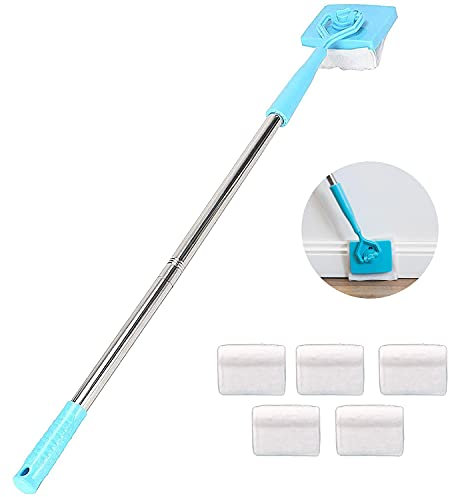 A7V8-1PC No-Bending Mop Bodenleistenreiniger Werkzeug Langer Griff Verstellbare Sockelleiste Formwerkzeug für Badezimmer Mikrofaser Reinigung
