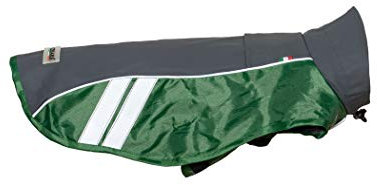 CHIARA Regenjacke mit Geschirr Modell Dirk, Größe: 5XL (Regenmantel mit integriertem Geschirr, 100% Wasserdicht, waschbar bei 40 Grad, Reflektionsstreifen, individuell anpassbar), Farbe: Grau/Grün