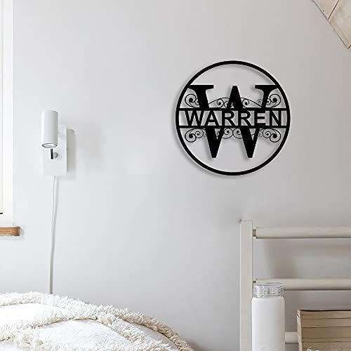 zouwii Personalized Last Name Door Hanger/Metal Monogram Door Hanger/Metal Last Name Sign/Split Letter Monogram/Initial Door Wreath/Last Name Wall Decor/Metal Wall Decor Gift