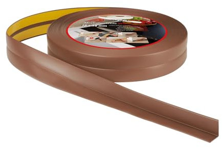 ProfiPVC Plinthe Souple 20m 18x18mm - Baguette adhésive de finition pour la cuisine et la salle de bain, ruban autocollante d'étanchéité en PVC, flexible, Joint douce, Montage facile, brun