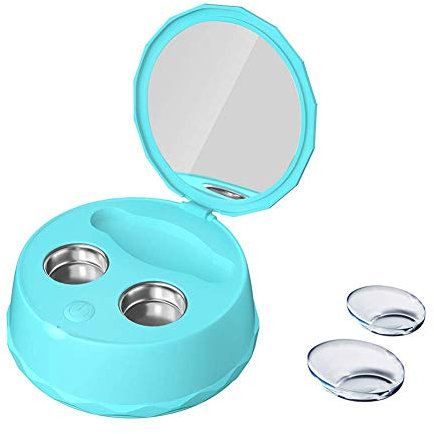 NICETOW Pulitore per Lenti a ultrasuoni Portatile, Pulitore per Lenti a Contatto a ultrasuoni USB, Custodia per la Pulizia delle Lenti a Contatto Automatico,Blu