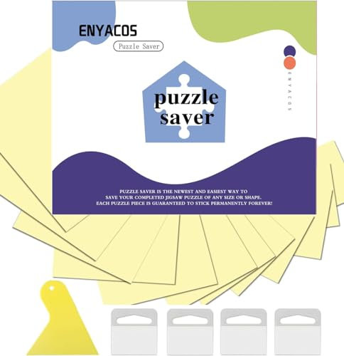 ENYACOS 16 Sheets Puzzle Saver Peel & Stick Adhesive Paper for Large Puzzles, Preserve 2 x 1000 Pieces Puzzles - Puzzle Glue Sheets