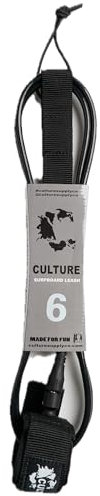 Culture Supply Surfbrett-Surf-Leine (6 Größen – 5 Farben): 1,8 m Komp, 1,8 m Reg, 2,1 m, 2,4 m, 2,7 m, 3 m (Schwarz, 1,8 m REG (7-mm-Kabel)