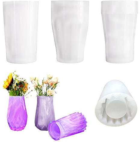 Gotetiso 3 Pièces Moule Vase Resine Epoxy Moules en Résine Vase Foral Moules en Silicone Epoxy Pot de Fleur Silicone Artisanat Résine Moule en Silicone Bouteille DIY Maison Bureau Table Décoration