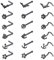 ZS 20G Corkscrew Nose Rings Surgical Steel L-Shaped Nose Studs Bat Skull Nose Bone Stud Nose Piercing Jewelry for Women (18pcs black)