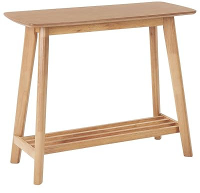 Console Rectangulaire en MDF et Bois d'Hévéa Peint 90 x 40 x 75 cm avec Etagère Tulare