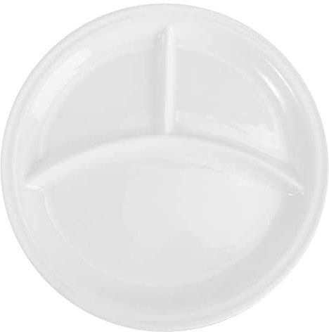 Operitacx Portion Control Plate, 8 Inch Kids Snack Plates, Three Compartments Party Food Trays Ceramic Serving Platter Divided Plate Buffet Dinner Trays Round Breakfast Dish (Random Style)