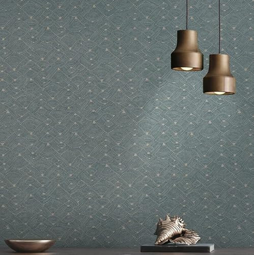 A.S. Création Artdeco Tapete Blau Beige Nara 387421 Mustertapete Vliestapete 10,05 m x 0,53 m Made in Germany