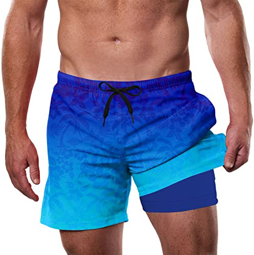 Dancinova Kompressions Strandhose Herren 2-in-1 Surf Shorts Badehose Sommer Schnelltrocknend Innenhose Design