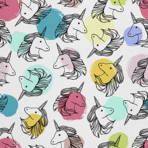 HEKO PANELS Stoff Oxford Wasserdichte Meterware Canvas-Stoff Polyester Stoff Zum Nähen Nähstoffe Möbelstoffe Dekostoffe Handwerken Wasserabweisend Blickdicht Einhörner 1 Meter 155 x 100 cm