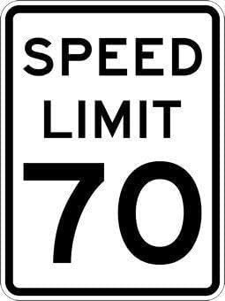 Plaque en métal 20,3 x 30,5 cm - Panneau de limitation de vitesse 70 km/h