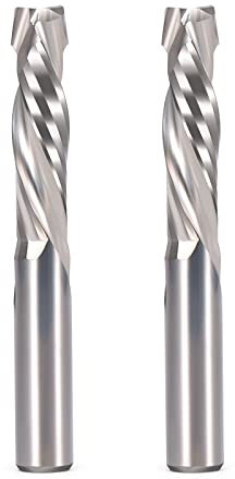 Spiralfräser Bits Up Down Kompressions-Bit 1/4 Zoll Schnittdurchmesser, 2,5 cm Schnittlänge, 1/4 Zoll Schaft Vollhartmetall CNC-Schaftfräser für Holzschnitzerei, Gravur, Schleifen, Nut (2)