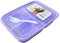NEEZ Lunch Box - 3 Scomparti Porta Pranzo con Cucchiaio (1400ml), Schiscetta Contenitore per Ufficio, Scuola & Università, Adatto al Microonde, Porta Merenda Senza BPA (Viola)