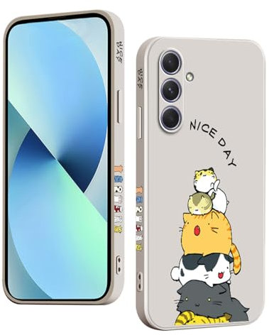 YUXING Silicone Cover per Samsung Galaxy A54 5G - Moda Modello Carino Custodia Design Sottile Slim Cover Antiurto, Antiscivolo Elegante, Protezione Totale (Cat,White)
