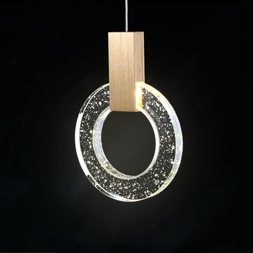 KRUIHAN Kronleuchter Kristall Modern,LED Kristall Deckenleuchte Pendelleuchte Gold,Hängelampe Schlafzimmer Wohnzimmer Hängeleuchte,Einer Ring Kristall Lampe