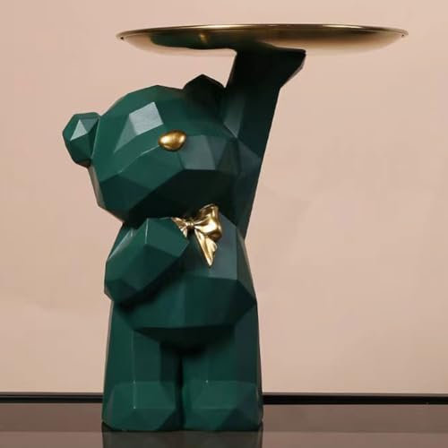 Umikk Bär Schreibtisch Aufbewahrungstablett aus Kunstharz, Bären Deko Harz Tier Skulptur Deko, Bär Statue mit tablett lagerung, Tier Handwerk Harz skulptur, Geschenk für Wohnzimmer