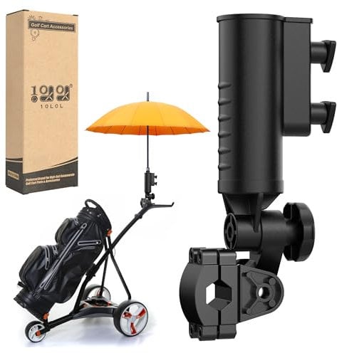 10L0L Heavy Duty Golf Push Cart Umbrella Holder - 180° Adjustable Aluminum Base for Golf Carts, Strollers, Wheelchairs & Bikes | Universal Mounting Design