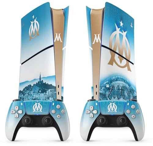 Sticker PS 5 Foot, Autocollant pour PS 5 Foot, Console et Manette, Edition Slim Digitale, Skin Marseille PS 5 (2 Manettes)