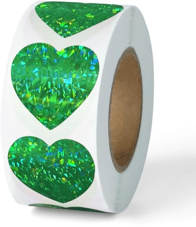 500 Stück grüne glänzende Herz-Aufkleber, 2,5 cm Liebesform-Etiketten, selbstklebende Herzaufkleber für Muttertag, Valentinstag, Umschläge, Hochzeit, Basteln, Scrapbooking, Geschenk,