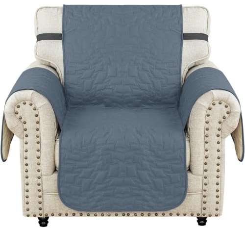 Ystyle Universell Modern Sofabezug 1 Sitzer mit Armlehne, Graublau | Abriebfest Sofa Überzug für Wohnzimmer, Waschbar Couch Überzug, Rutschfest Sofaüberwürfe, Kratzfest Sofa Cover für Katze Hund