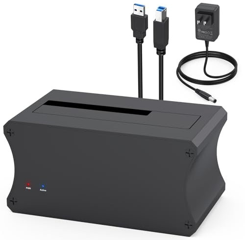 Hard Drive Docking Station, External Aluminum Dock USB 3.0 to SATA with 12V/2A Power Adapter for Internal 3.5'' 2.5'' HDD SSD Reader, Up to 20TB, Support UASP Data Retrieval and Recovery
