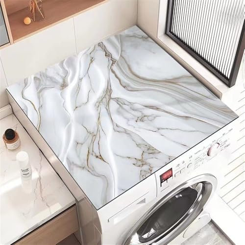 Highdi Modèle de Marbre Housse de Protection pour Machine à Laver Top, Coussin de Machine à Laver Antidérapant Housse de Machine à Laver pour Machine à Laver Ou Sèche-Linge (Gris Clair,40x40cm)