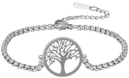 JJDreams Bracciale semplice ed elegante con albero della vita, gioielli classici da donna in argento, scelta regalo perfetta, argento