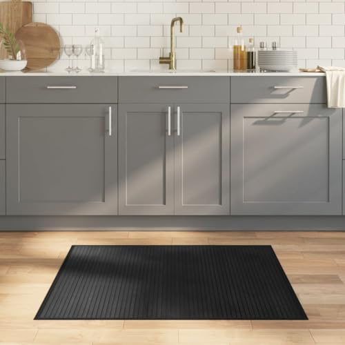 qohoio Tapis rectangulaire Noir 80x100 cm Bambou Grand Tapis Salle De Bain,Tapis De Bain Epais
