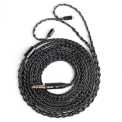 2 Meter Long MMCX IEM Cable, in Ear Monitor Replacement Earphone Cable,KBEAR ST12 Plus 8 Core 4N OFC Silver-plated HiFi Headphone Extension Wire with 3.5mm Plug for TIN Audio T2 T3 Earbuds,Black