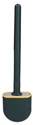 Escobilla de Inodoro Compacta, Limpiador de Inodoro Desmontable Debajo del Borde, Juego de Escobilla de Inodoro de Limpieza a Fondo, Soporte Montado en la Pared con Base de (Green)