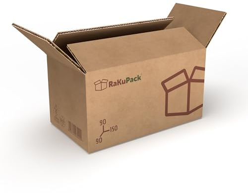 RaKuPack Versandkarton 500 Stück Faltkarton 150x90x90mm Innenmaß (15x9x9cm) Verpackungskarton bedruckt Warensendung Karton braun Faltschachtel Paket Versandschachtel Kartonage verschiedene Größen