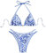 BYFINECANY Damen-Badeanzug, Blumenmuster, Neckholder, Paisleymuster, Sommer-Badeanzug, Bikinis-Set, Dunkelblau, XS