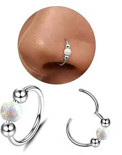 Diamday Opal Nasenpiercing Nasenring Hoop Piercing Ohr Chirurgenstah Piercing Nase Septum Ringe Nasenring Nostril Silber Gold Helix Ring Tragus Conch Clicker lippenpiercing Schmuck 20/18/16G 8/9/10MM