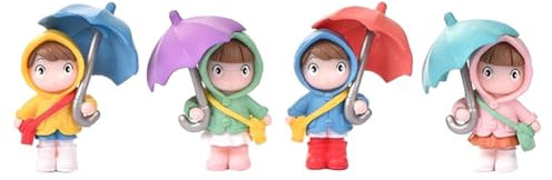 Okeeyseda Niedliche -Mädchen-Figuren, Fensterbank-Mini-Landschaftsfigur, Schreibtisch-Ornament, 4-Teilig