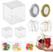 Transparente Geschenkbox, 30 Stück 5 x 5 x 5 cm Kunststoff Geschenkbox, PVC Transparente Würfel Geschenkboxen mit 2 Rollen Gold Silberbändern für Verpackung Hochzeitsbevorzugungsboxen Süßigkeiten