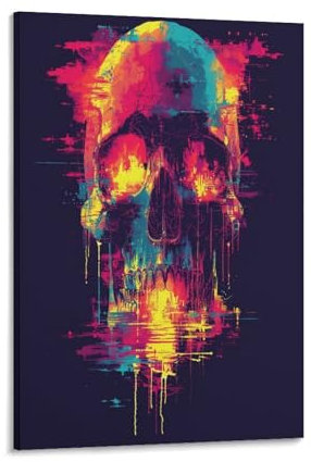 VFKLZCNYR Skull 3D Leinwand Wandkunst Das Bild Leinwandbild Gemälde Wand Dekor Für Wohnzimmer Schlafzimmer Büro Küche Bereit, Mit Rahmen Zu Hängen 16x24inch(40x60cm)